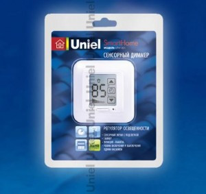 Uniel выкл. с диммером сенсорный, таймер выключ., белый USW-001-LCD-DM-40/500W-TM-M-WH блистер (арт. 441713)