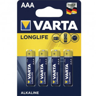 Батарейки Varta LONGLIFE Micro мизинчиковые AAA LR03, 1.5V, 4 шт./уп