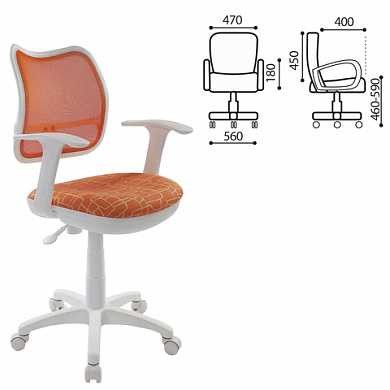 Кресло CH-W797/OR/GIRAFFE с подлокотниками, оранжевое с рисунком, пластик белый (арт. 531587)