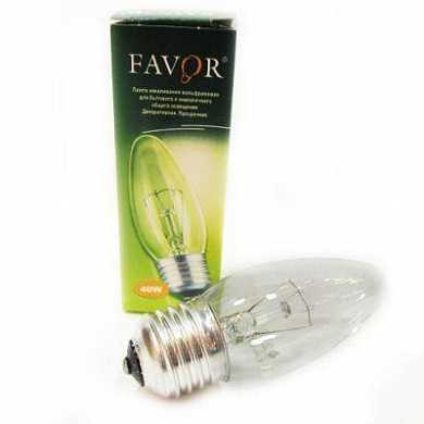 Лампа накаливания Favor B36 E27 60W Свеча Прозрачная (Калашников) (арт. 427111)