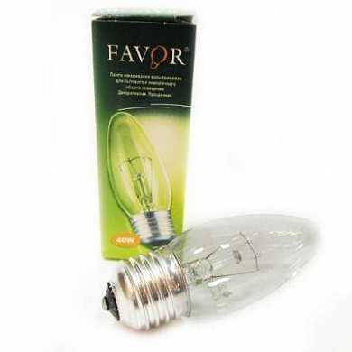 Лампа накаливания Favor B36 E27 60W Свеча Прозрачная (Калашников) (арт. 427111) купить в интернет-магазине ТОО Снабжающая компания от 294 T, а также и другие Лампы накаливания на сайте dulat.kz оптом и в розницу