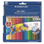 Карандаши цветные акварельные STAEDTLER "Noris club", 24 цвета + кисть, европодвес, 144 10NC2412 (арт. 181221)