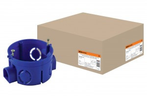 TDM установочная коробка СП D68х42мм, саморезы, стыковочные узлы, синяя, IP20 (300) SQ1402-1118 (арт. 606690)