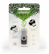 Флэш-диск Smartbuy USB TRIO 3-in-1 32GB (USB Type-A + USB Type-C + micro USB) (арт. 636681)