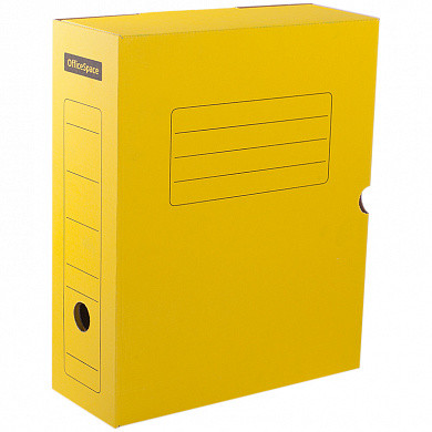Короб архивный с клапаном OfficeSpace, микрогофрокартон, 100мм, желтый, до 900л. (арт. 225409)