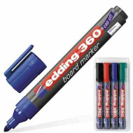 Маркеры для доски EDDING 360, набор 4 шт., круглый наконечник 1,5-3 мм (черный, красный, синий, зеленый), E-360/4S (арт. 150717)