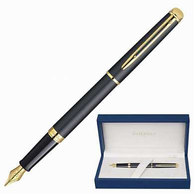 Ручка перьевая WATERMAN "Hemisphere Matte GT", корпус черный, матовый лак, нержавеющая сталь, позолоченные детали, синяя, S0920710 (арт. 141969) купить в интернет-магазине ТОО Снабжающая компания от 74 529 T, а также и другие Ручки класса "VIP" подарочные на сайте dulat.kz оптом и в розницу