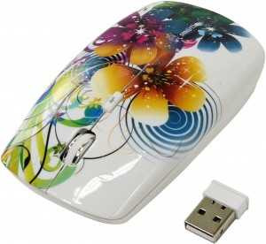 Мышь Smartbuy 327AG, беспроводная, 4 кнопки, 1000/1500/2000dpi, питание AAAx2, белая, принт цветы, SBM-327AG-FL-FC (арт. 649765)