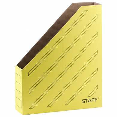 Лоток вертикальный для бумаг, микрогофрокартон, 75 мм, до 700 листов, желтый, STAFF, 128883 (арт. 128883)