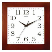 Часы настенные САЛЮТ ДС-2АА28-010, квадрат, белые, деревянная рамка, 31х31х4,5 см (арт. 452318)
