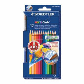 Карандаши цветные акварельные STAEDTLER "Noris club",12 цветов + кисть, европодвес, 144 10NC12 (арт. 180845)