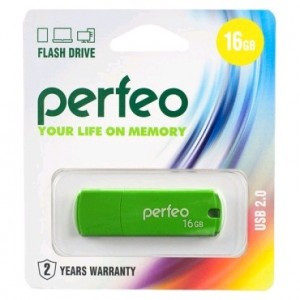 Флэш-диск USB 16Gb Perfeo Green C05 PF-C05G016 (арт. 601658)