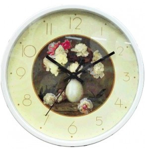Часы настенные IRIT IR-633 Букет пионов, d=30см, пластик/стекло, АА*1шт нет в компл (арт. 679698)