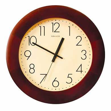 Часы настенные САЛЮТ ДС-2ББ28-012.2, круг, бежевые, деревянная рамка, 31х31х4,5 см (арт. 452321)
