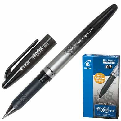 Ручка стираемая гелевая PILOT "Frixion Pro", корпус с печатью, узел 0,7 мм, линия 0,35 мм, черная, BL-FRO-7 (арт. 141836)