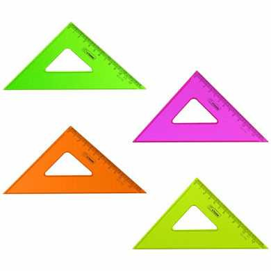 Треугольник пластиковый, угол 45, 12 см, СТАММ "Neon Cristal", тонированный, прозрачный, неоновый, ассорти, ТК44 (арт. 210447)