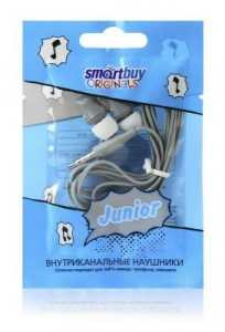 Наушники Вакуумные Smartbuy® Junior, Провод 1.2М, Серые, Jack 3.5 (Sbe-500)/400 (арт. 556567)