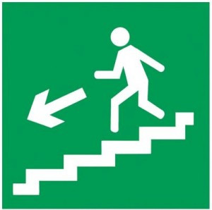 IEK знак электробезопасности 150х150мм "Направление к эвакуационному выходу (по лестниц (арт. 519581)
