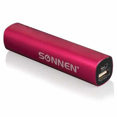 Аккумулятор внешний универсальный SONNEN PB-2200, емкость 2200 мАч, выходной ток 1А, розовый, 261904 (арт. 261904)