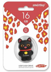 Флэш-диск USB 16GB SmartBuy Wild series Котенок Черный, SB16GBCatK (арт. 646564)