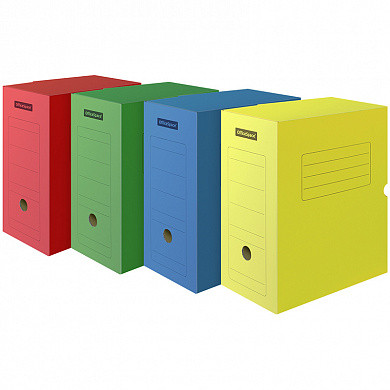 Короб архивный с клапаном OfficeSpace, микрогофрокартон, 150мм, ассорти цветной, до 1400л. (арт. 225415)