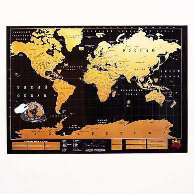 Карта мира True map черная (арт. 0614)