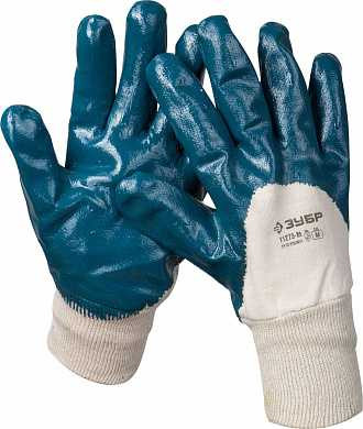 Перчатки ЗУБР "МАСТЕР" рабочие с манжетой, с нитриловым покрытием ладони, размер M (8) (арт. 11273-M)