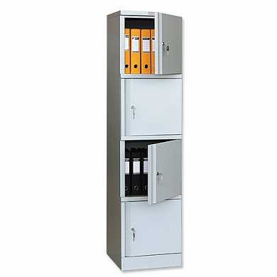 Шкаф металлический офисный ПРАКТИК "AM-1845/4", 1830х472х458 мм 4 отделения, 29 кг, разборный (арт. 290356)