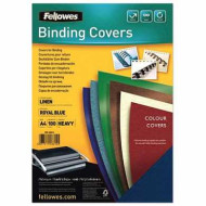 Обложки для переплета FELLOWES, комплект 100 шт., "Лен", A4, картон 250 г/м2, синие, FS-53815 (арт. 531170)