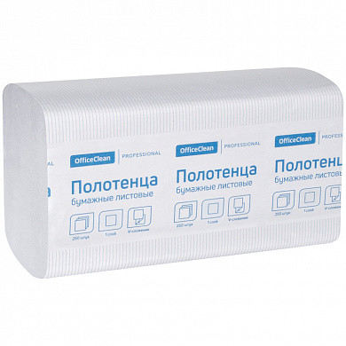 Полотенца бумажные лист. OfficeClean "Professional"(V-сл) 1 слойн., 250л/пач, 21*21,6,тиснение,белые (арт. 245790/С) купить в интернет-магазине ТОО Снабжающая компания от 1 274 T, а также и другие Бумажные полотенца для диспенсеров на сайте dulat.kz оптом и в розницу