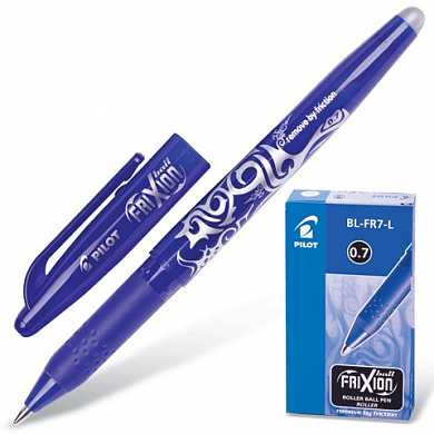 Ручка стираемая гелевая PILOT "Frixion", корпус синий, узел 0,7 мм, линия 0,35 мм, синяя, BL-FR-7 (арт. 141455)