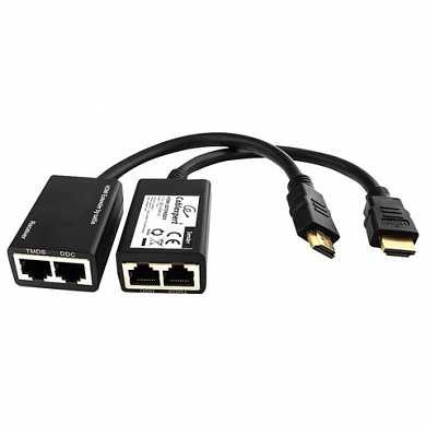 Кабель-удлинитель HDMI-2RJ45, 0,3 м, CABLEXPERT, для подключения устройств с HDMI ч/з RJ45, DEX-HDMI-01 (арт. 511943)