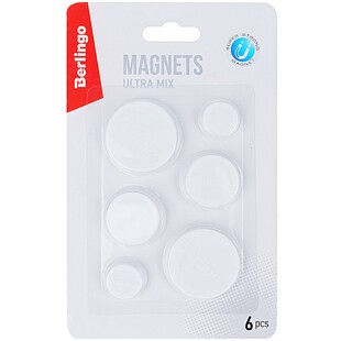Магниты Berlingo, диаметр 2/3/4 см, 6 штук в упаковке