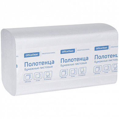 Полотенца бумажные лист. OfficeClean "Professional"(V-сл), 2-х слойн., 200л/пач, 21*21,6, тисн,белые (арт. 244818/С) купить в интернет-магазине ТОО Снабжающая компания от 1 421 T, а также и другие Бумажные полотенца для диспенсеров на сайте dulat.kz оптом и в розницу