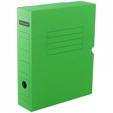 Короб архивный с клапаном OfficeSpace, микрогофрокартон, 75мм, зеленый, до 700л. (арт. 225414)