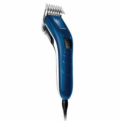 Машинка для стрижки волос PHILIPS QC5126/15, 11 установок длины, 2 насадки, сеть, синяя (арт. 452503)