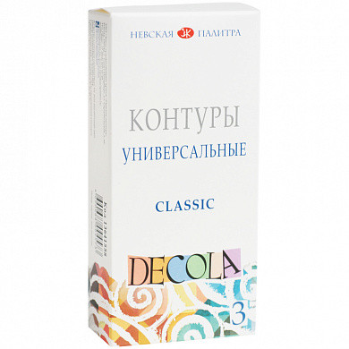 Контуры акриловые универсальные Decola, 03 цвета, Classic, 18мл, картон (арт. 13641558) купить в интернет-магазине ТОО Снабжающая компания от 4 508 T, а также и другие Краски по ткани на сайте dulat.kz оптом и в розницу