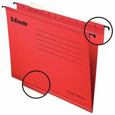 Подвесные папки ESSELTE "Plus" Foolscap с разделителями, картон, комплект 25 шт., красные, 90336 (арт. 236802)