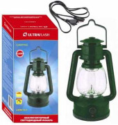 Ultraflash Фонарь Кемпинговый Led5161 (Акк. 4V 0.8Ah) 3Светодиод., Диммер, Пластик/Зеленый, Кабель 220V (арт. 554064)