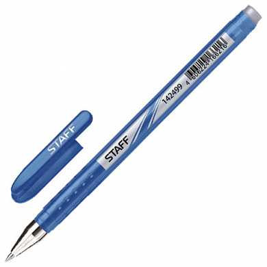 Ручка стираемая гелевая STAFF, корпус синий, хромированные детали, узел 0,5 мм, линия 0,38 мм, синяя (арт. 142499)