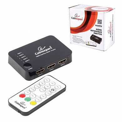 Переключатель HDMI, CABLEXPERT, 19F/19F, электронный, 5 устройств на 1 монитор/ТВ, пульт ДУ, DSW-HDMI-52 (арт. 511970)