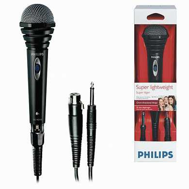 Микрофон PHILIPS SBCMD110/00, проводной, кабель 1,5 м, черный (арт. 512159)