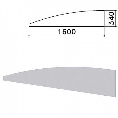 Экран - перегородка "Монолит", 1600х16х340 мм, цвет серый (КОМПЛЕКТ) (арт. 980239)