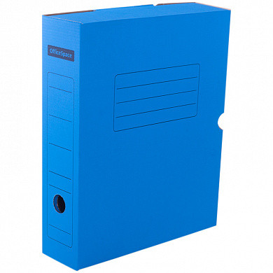 Короб архивный с клапаном OfficeSpace, микрогофрокартон, 75мм, синий, до 700л. (арт. 225412)