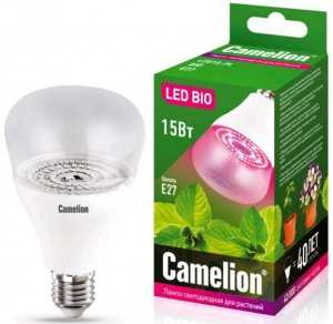 Лампа светодиодная Camelion E27 15W, 120°, для растений, прозрачная, 150x90, LED15-PL/BIO/E27 (арт. 621727)