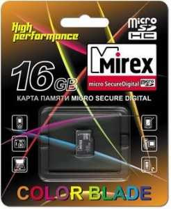 Флешкарта Mirex microSDHC 16GB class4, без адаптера (арт. 382132)