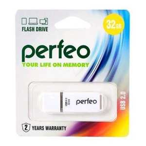 Флэш-диск USB 32Gb Perfeo White C01 PF-C01W032 (арт. 601676)