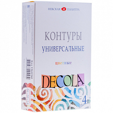 Контуры акриловые универсальные Decola, 04 цвета, 18мл, картон (арт. 13641560)