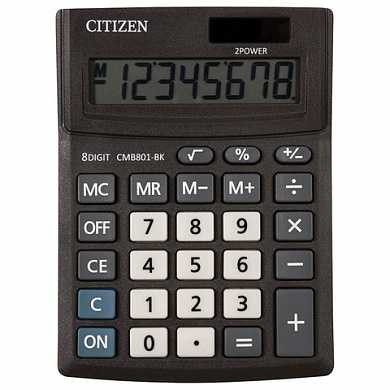 Калькулятор CITIZEN BUSINESS LINE CMB801BK, настольный, 8 разрядов, двойное питание, 100x136 мм (арт. 250431)