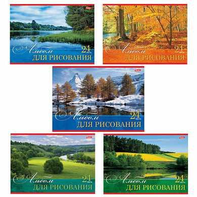 Альбом для рисования, 24 л., HATBER, обложка мелованный картон, 100 г/м2, "Русские просторы" (5 видов), 24А4В, A17395 (арт. 101495)